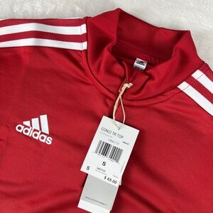 Adidas Activewear Top Mens Small Red 1/4 Zip High Neck Long Sleeve